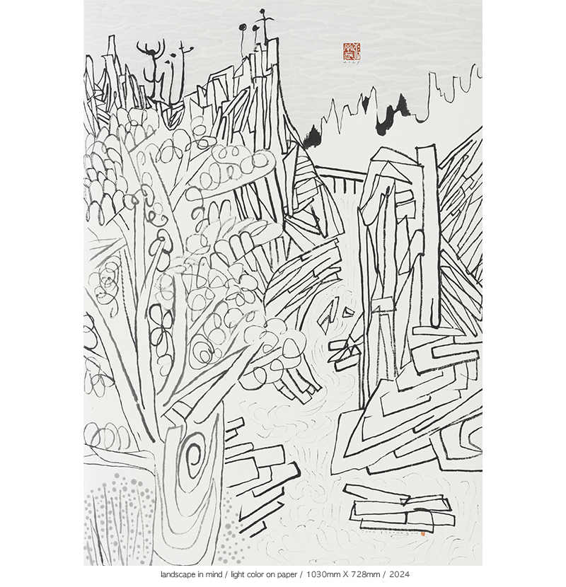 Jang Byeong Eun · Eastbrush · 张炳彥 · Landscape_in_mind · light_color_on_paper · 1030mm_x_728mm · 2024